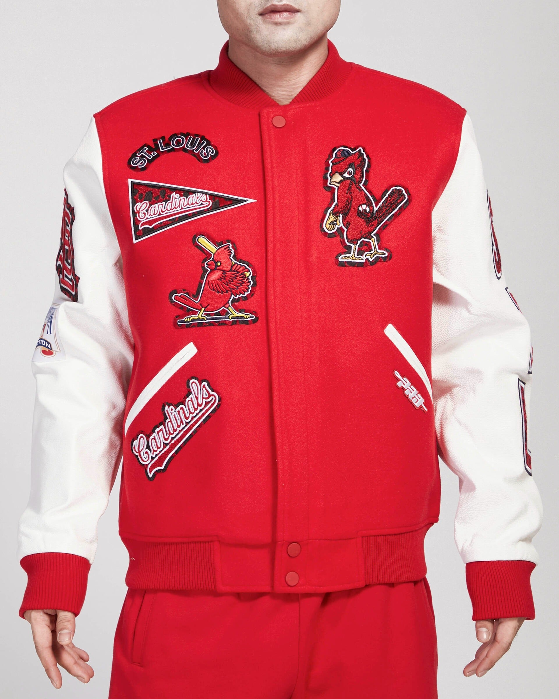 ATLANTA FALCONS RETRO CLASSIC RIB SATIN JACKET (EGGSHELL/RED