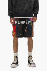 Purple Men's Abstract Swim Shorts