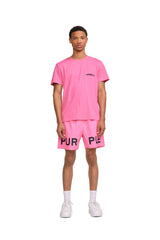 Purple Brand Men Circle Wordmark Neon Pink T-Shirt - JNPW