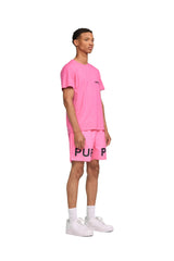 Purple Brand Men Circle Wordmark Neon Pink T-Shirt - JNPW
