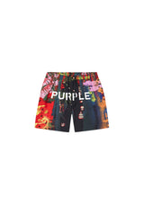 Purple Men's Abstract Swim Shorts