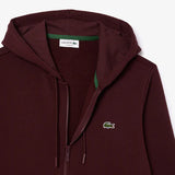 Lacoste Men's Fleece Zip-Up Hoodie & Tapered Fit Sweatpants Set - Bordeaux Dark BZD