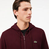 Lacoste Men's Fleece Zip-Up Hoodie & Tapered Fit Sweatpants Set - Bordeaux Dark BZD