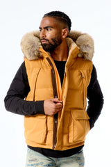 Jordan Craig Men's YUKON FUR LINED PUFFER VEST - Wheat