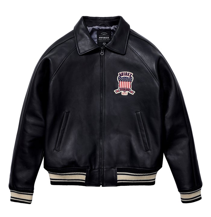 Vintage Avirex Leather Varsity Jacket Size 2XL NY State Champions
