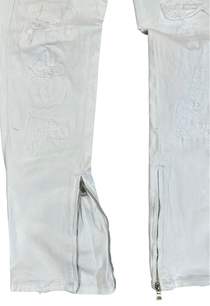 FWRD Denim Men Stacked Jeans With Zipper (White)