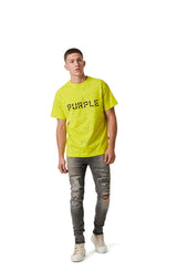 Purple Brand Men JERSEY YELLOW STENCIL LOGO W/PAINT S/S P104-JYSP222
