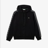 Lacoste Men's Logo Stripe Zip-Up Hoodie & Jogger Set - Black