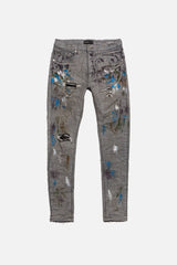 Purple Brand Jeans P001 Low Rise Skinny Reverse Grey Dirty Repair P001-RGDR222