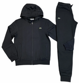 Lacoste Men’s SPORT Lightweight Bi-material Hoodie & Fleece Tennis Sweatpants - Black