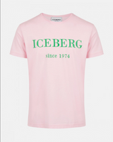 Iceberg Men's Heritage Logo Grey T-shirt Pink Green