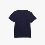 Lacoste Kids' Crew Neck Print Cotton T-Shirt Navy
