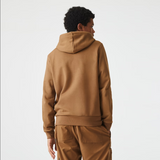 Lacoste Men’s Kangaroo Pocket Color-Block Sweatshirt Hoodie & Tapered Fit Fleece Trackpants Set Z0W Brown