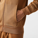 Lacoste Men’s Kangaroo Pocket Color-Block Sweatshirt Hoodie & Tapered Fit Fleece Trackpants Set Z0W Brown