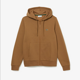 Lacoste Men’s Kangaroo Pocket Color-Block Sweatshirt Hoodie & Tapered Fit Fleece Trackpants Set Z0W Brown