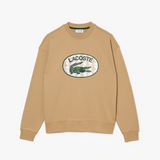 Lacoste Men's Loose Fit Branded Monogram Print Sweatshirt Beige 02S