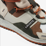 Men's Lacoste Run Breaker Leather Color-Pop Outdoor Shoes Brown & Off White