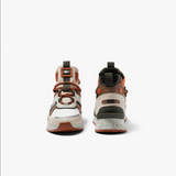 Men's Lacoste Run Breaker Leather Color-Pop Outdoor Shoes Brown & Off White
