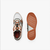 Men's Lacoste Run Breaker Leather Color-Pop Outdoor Shoes Brown & Off White