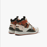 Men's Lacoste Run Breaker Leather Color-Pop Outdoor Shoes Brown & Off White