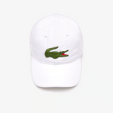 Men's Lacoste Contrast Strap And Oversized Crocodile Cotton Cap White - BLVD