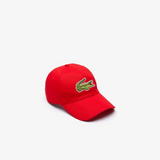 Men's Lacoste Contrast Strap And Oversized Crocodile Cotton Cap Red - BLVD