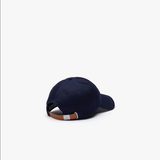 Men's Lacoste Contrast Strap And Oversized Crocodile Cotton Cap Navy Blue 166 - BLVD
