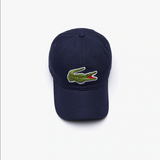Men's Lacoste Contrast Strap And Oversized Crocodile Cotton Cap Navy Blue 166 - BLVD