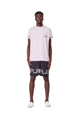 Purple Brand Men Textured Jersey Ss Tee - Monogram Lavender Frost