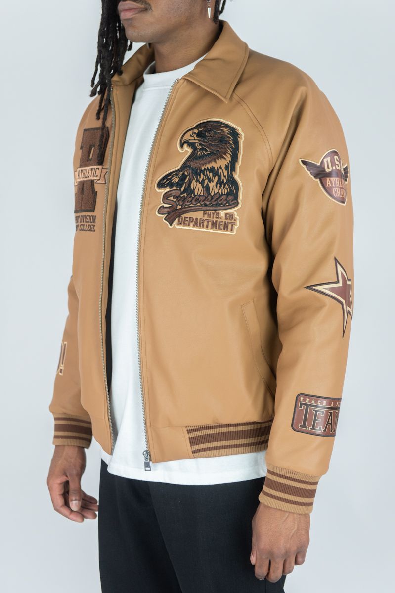 Rebel Minds Men's Eagle Varsity Jacket - Carmel