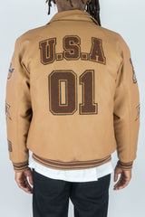 Rebel Minds Men's Eagle Varsity Jacket - Carmel