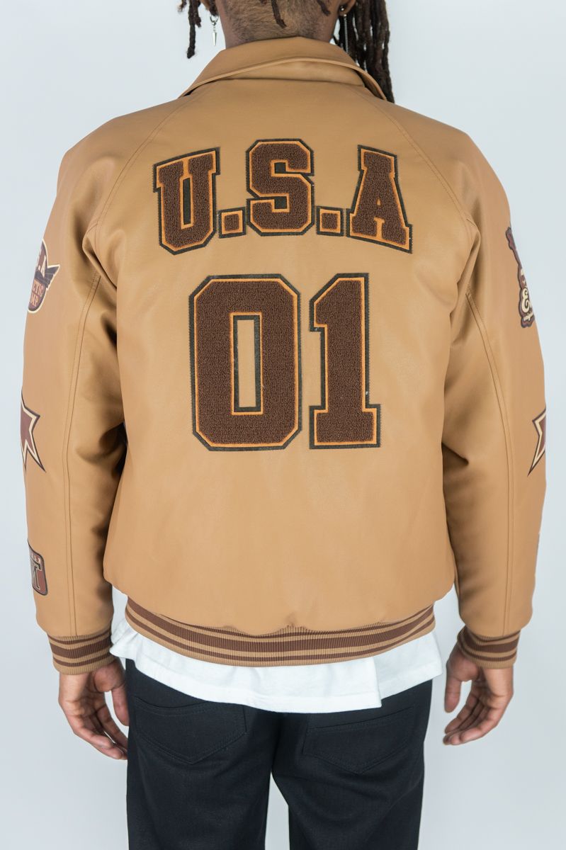 Rebel Minds Men's Eagle Varsity Jacket - Carmel