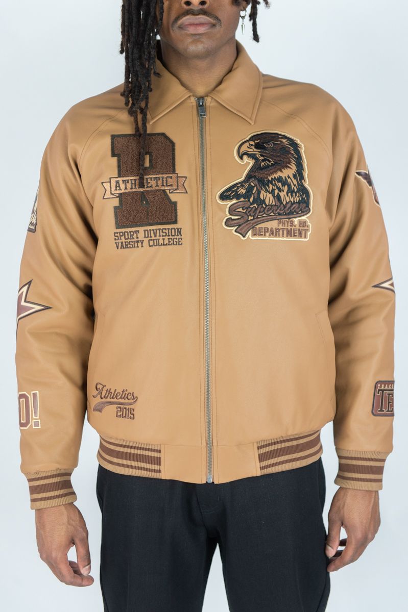 Rebel Minds Men's Eagle Varsity Jacket - Carmel