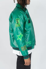 Rebel Minds Men's Eagle Varsity Jacket - Hunter Green