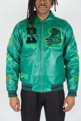 Rebel Minds Men's Eagle Varsity Jacket - Hunter Green