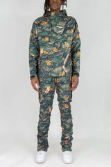 Rebel Minds - Camo Nylon Anorak & Stacked Cargo Pants Set - Wood Camo