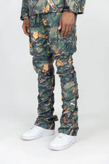 Rebel Minds - Camo Nylon Anorak & Stacked Cargo Pants Set - Wood Camo