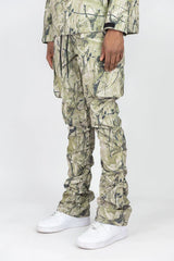 Rebel Minds - Camo Nylon Anorak & Stacked Cargo Pants Set - Sage Camo