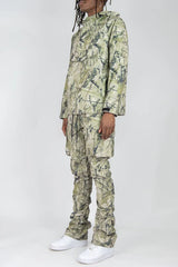 Rebel Minds - Camo Nylon Anorak & Stacked Cargo Pants Set - Sage Camo