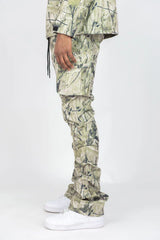 Rebel Minds - Camo Nylon Anorak & Stacked Cargo Pants Set - Sage Camo