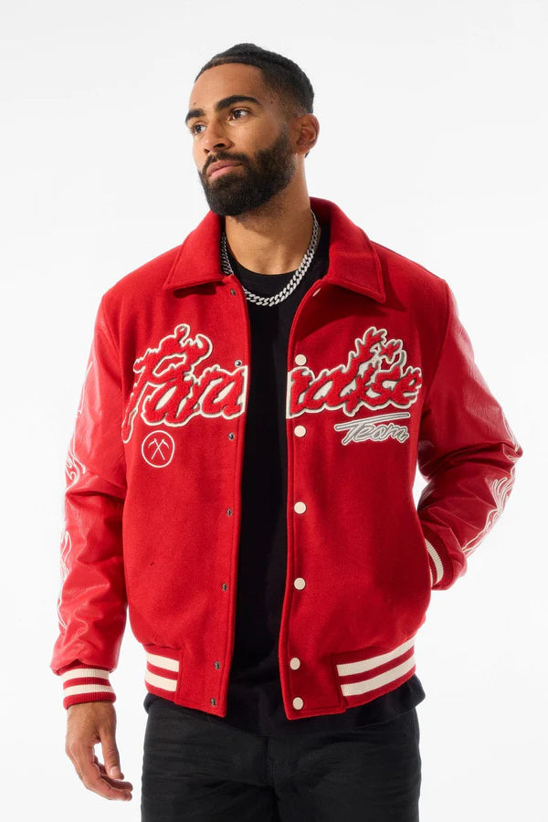 Jordan Craig Paradise Tour Varsity Jacket (Red) – Action Wear