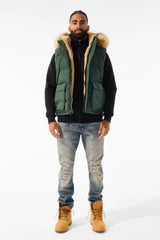 Jordan Craig Yukon Fur Lined Puffer Vest (Dark Olive)