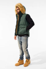 Jordan Craig Yukon Fur Lined Puffer Vest (Dark Olive)