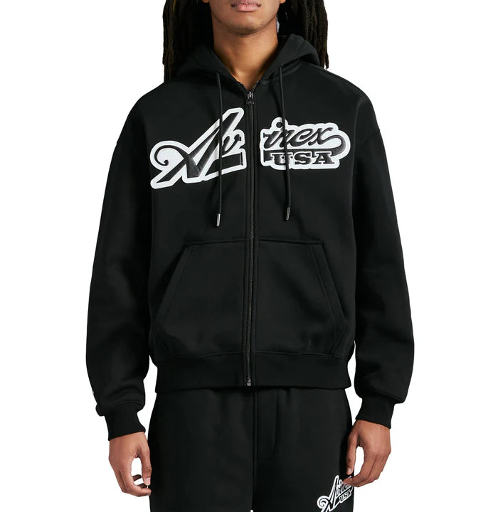 Avirex Men's Script Sweat Suit - Black