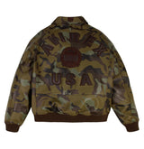 Avirex Icon Varsity Leather Jacket - Tonal camo print