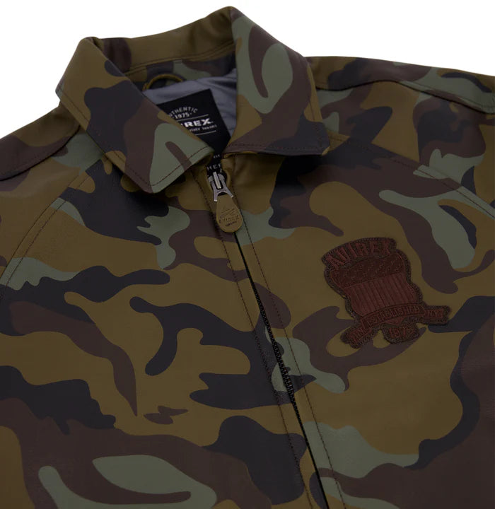 Avirex Icon Varsity Leather Jacket - Tonal camo print