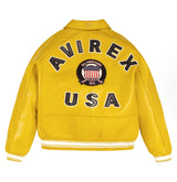 Avirex Icon Varsity Leather Jacket Mustard