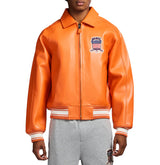 Avirex Icon Varsity Leather Jacket - SAFETY ORANGE