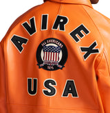 Avirex Icon Varsity Leather Jacket - SAFETY ORANGE