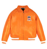 Avirex Icon Varsity Leather Jacket - SAFETY ORANGE